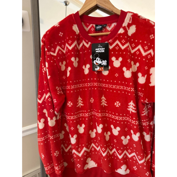 Walt Disney World Disneyland Christmas Mickey Sweatshirt Adult Large Red/White - Picture 3 of 6